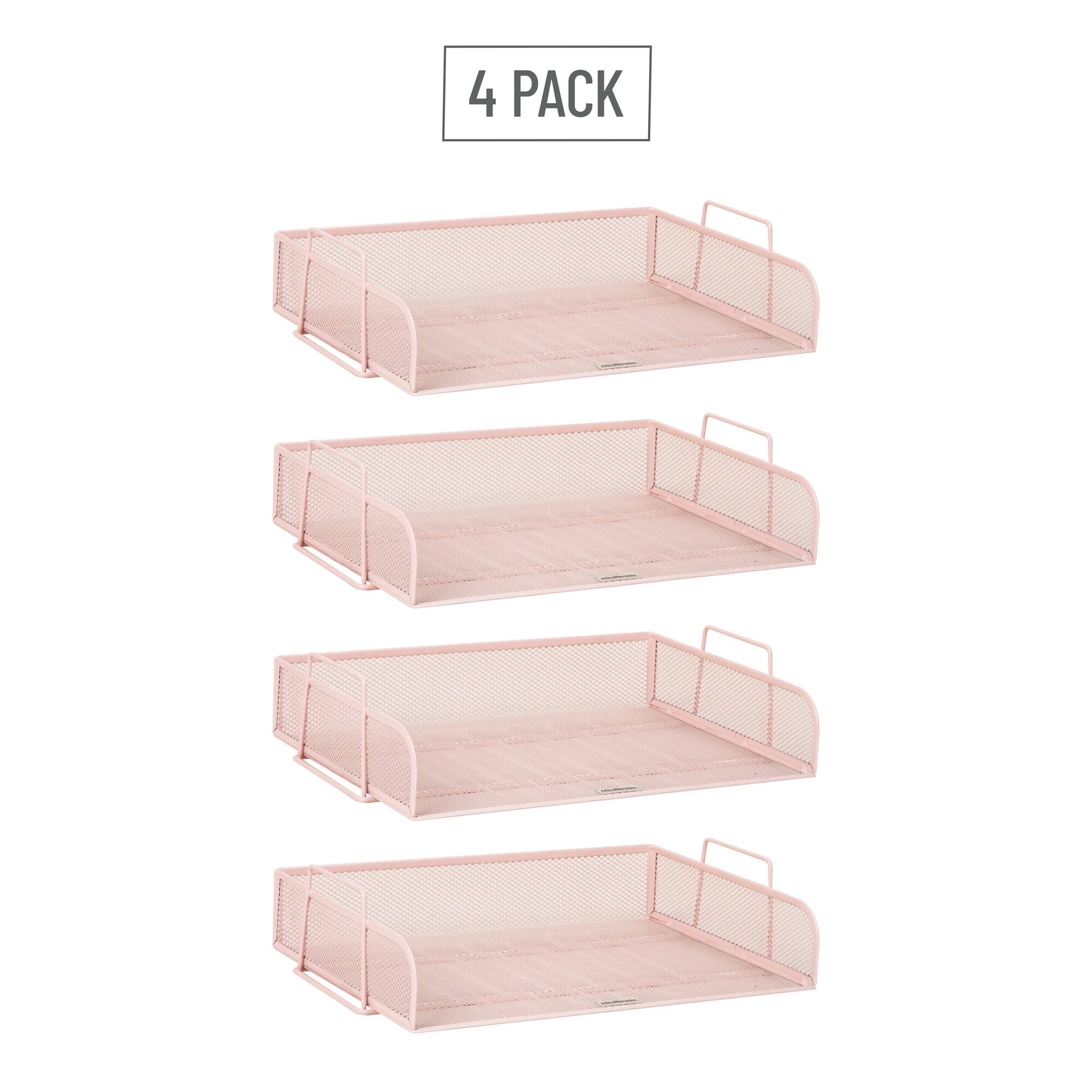 Mind Reader Stackable Paper Tray, Desktop Organizer, File Storage, Office, Metal Mesh, 4 Pcs